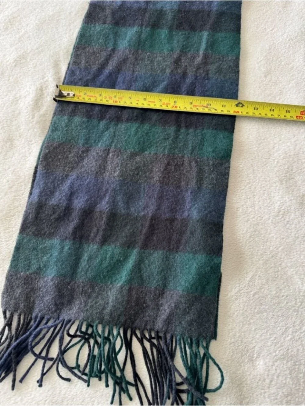 Club Room Cashmere Scarf Green Blue Plaid Fringe Soft Luxury Winter Cozy Fall